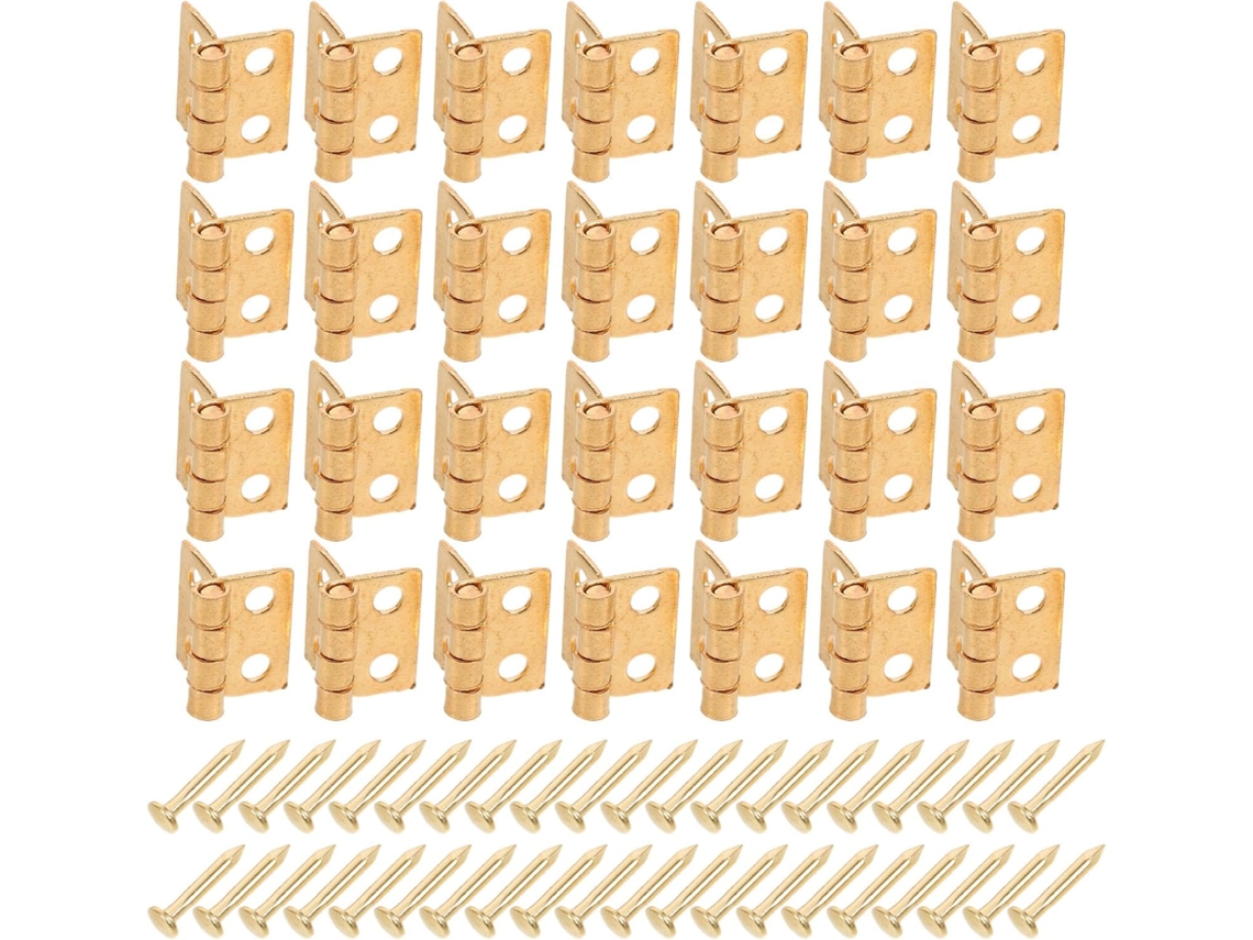 Jojofuny 60-conjuntos De Dobradiças Artesanais Dobráveis Em Miniatura 10mm, Pequenas Douradas, Para Portas De Casa