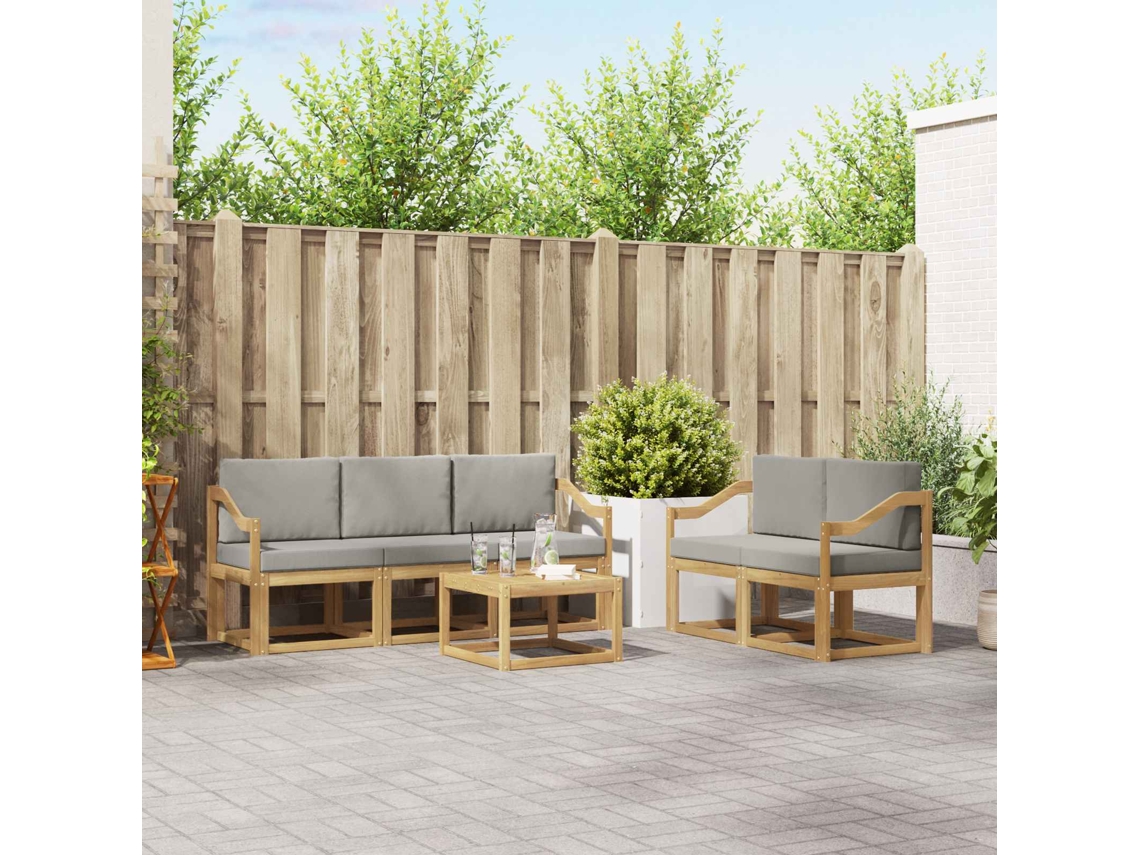 Vidaxl Conjunto De Sofás Para Exterior 6 Unid. Branco E Cinzento-claro