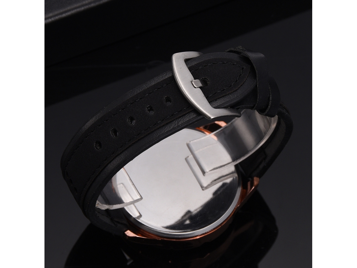Reloj De Cuarzo Para Hombre Con Correa De Pu, Display Analógico, Estilo Business, Negro