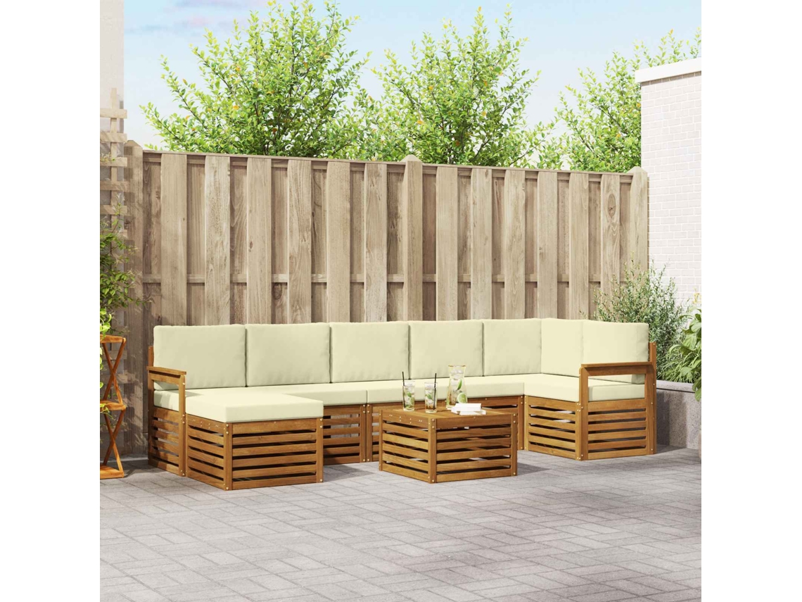 Vidaxl Conjunto De Sofás Para Exterior 8 Pcs Natural E Creme
