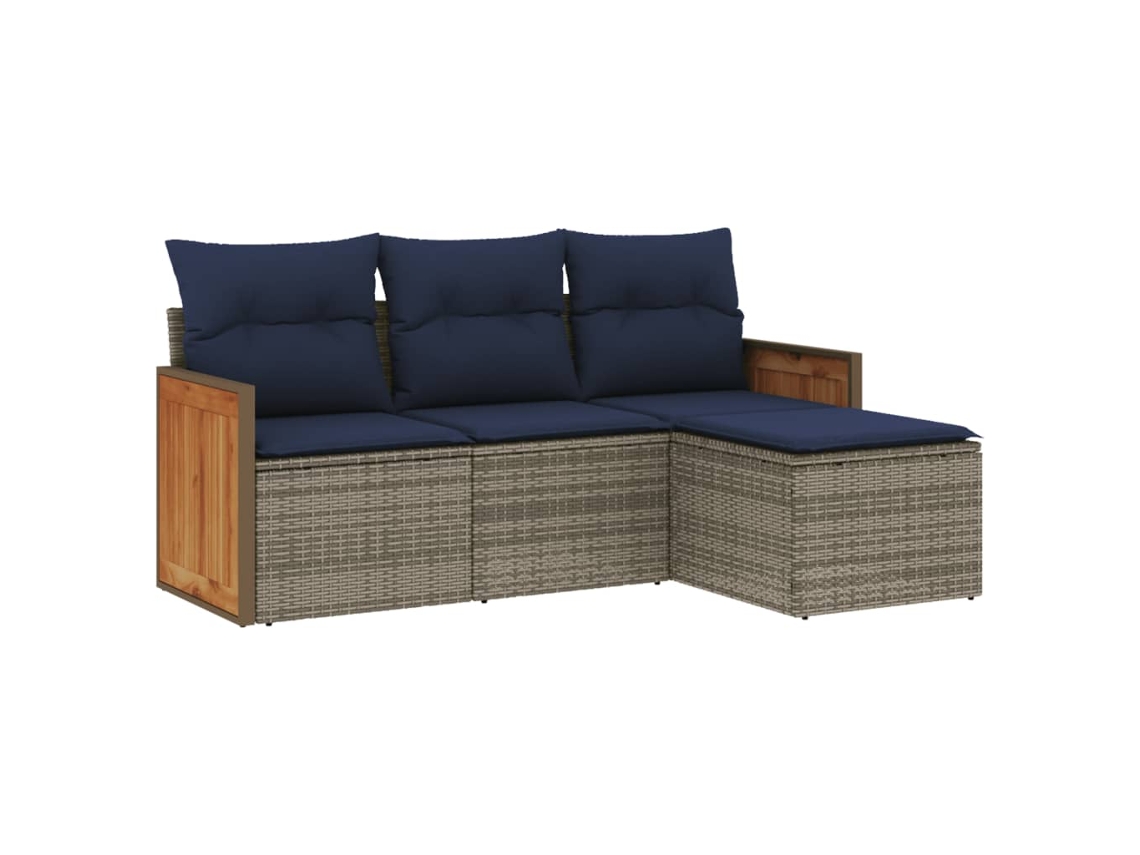 Conjunto de Sofá Jardim 4 Peças Almofadas Rattan Sintético MAISON EXCLUSIVE