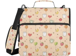 Sacola resistente com fecho de correr, estampa suave de frutas, fácil de transportar, 3,8 cm, dobrada 1,5 vezes.