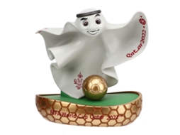 Ornamento de Mesa, Mascote La'eeb Copa do Mundo 2022, 3D, 9cm, com Bola de Ouro e Campo S/MARCA