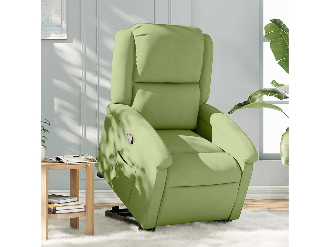 Vidaxl Poltrona Reclinável Elevatória Veludo Verde-claro