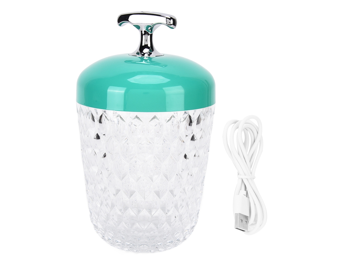 Lâmpada de Mesa Cristal LED 3 Cores Dimmable, Recarregável, Decorativa, Verde