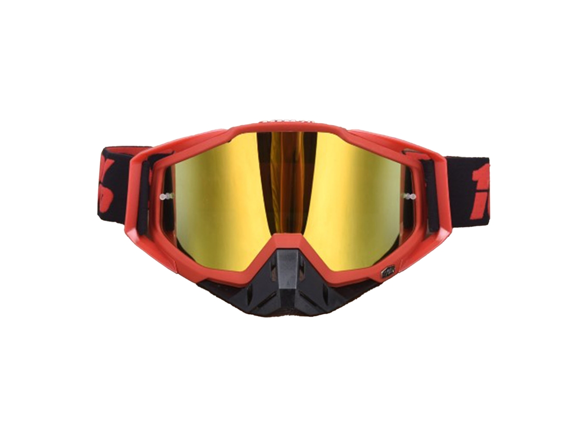 Óculos De Moto Antivento Esportivos Para Ciclismo Esqui Proteção Uv Bicicleta Off Road Marco Vermelho Almofada Nasal Preta