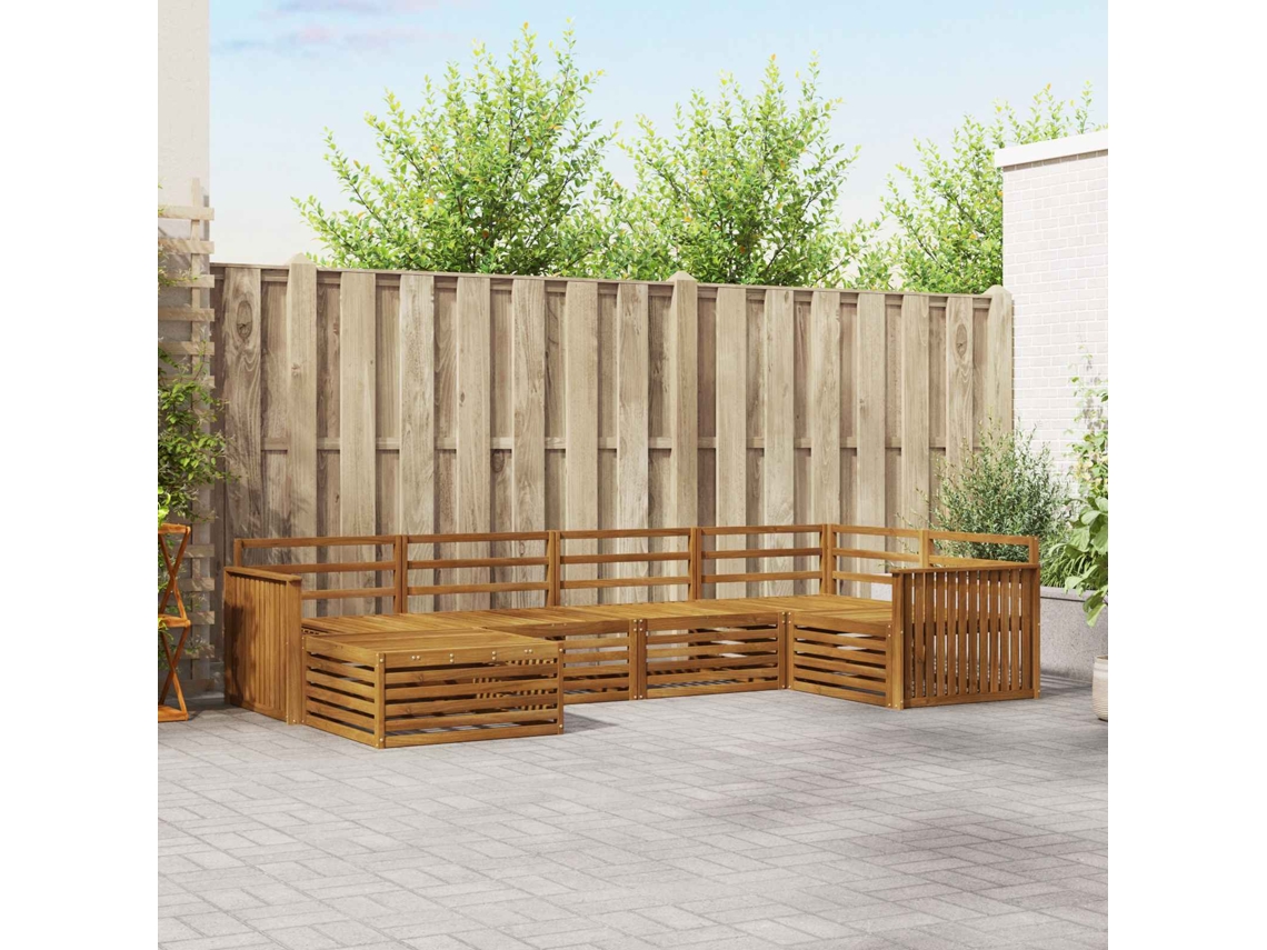 Vidaxl Conjunto De Sofás Para Exterior 6 Pcs Natural