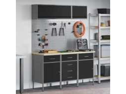 Vidaxl Conjunto De Armários De Trabalho Com Gaveta 8 Unid. Preto