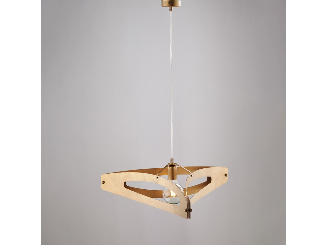 Suspensão Onyx Com Difusor Cortado A Laser Em Ferro Preto E Acabamentos Em Latão Brunido Com Dec. Ouro Antigo E Cabo Elétrico Ajustável 1 Luz Belight