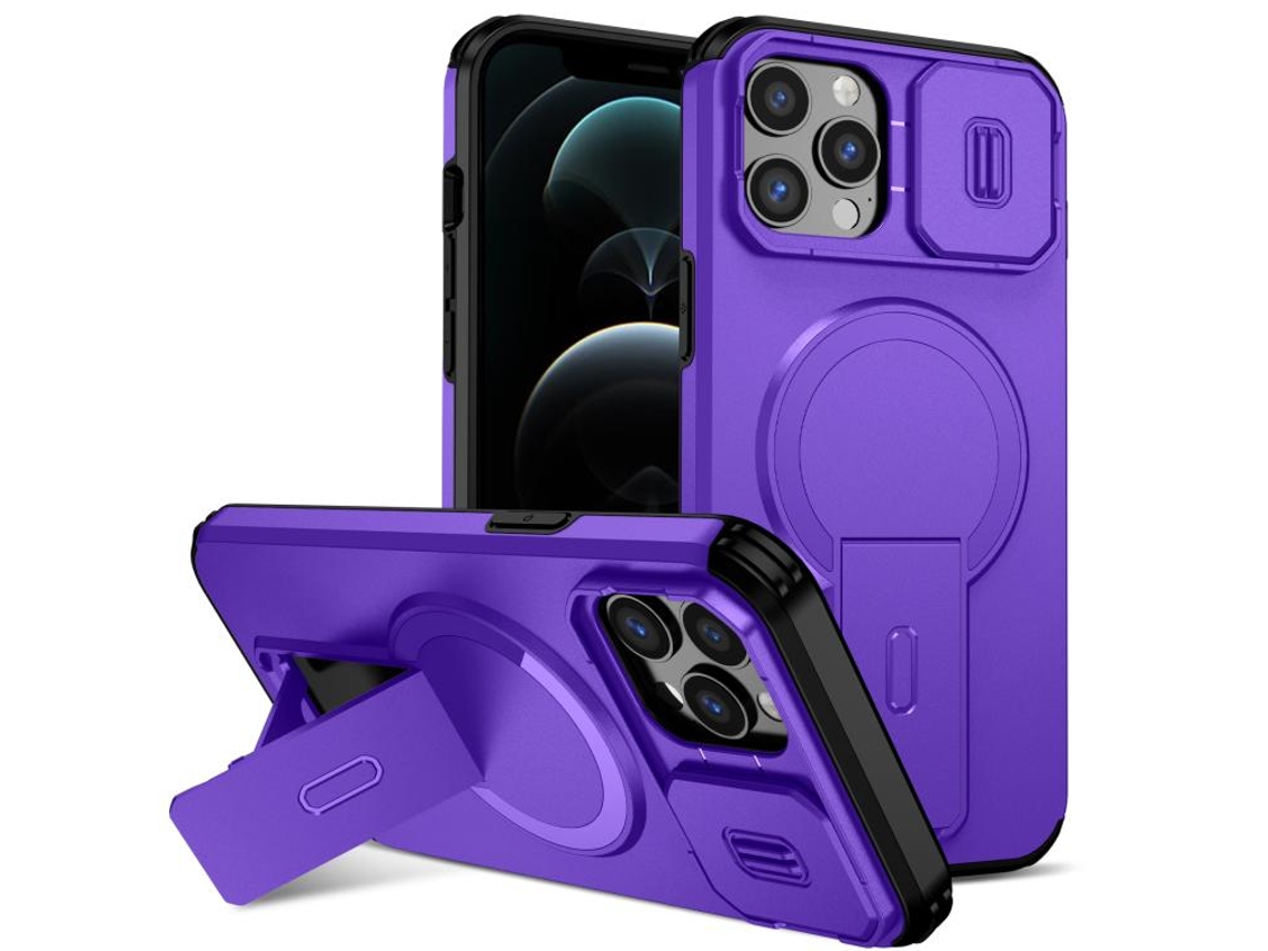 Capa Com Suporte Magsafe Para Iphone 12 Pro Max - Abertura Deslizante Com Proteção De Câmara