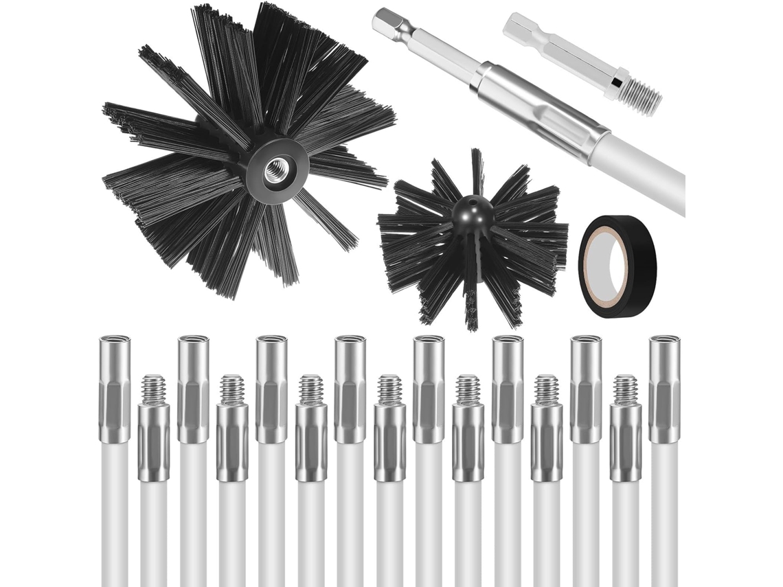 Kit De Escovas Para Limpeza Chaminés Upkoch, Com Hastes Flexíveis E Plástico Resistente, Ideal Para Dutos E Sistemas De