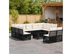 Vidaxl Conjunto De Sofá De Jardim 12 Unid. Preto Vime Pe