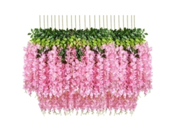 12 Peças De Guirlanda De Glycine Artificial Rosa 3.6 Pés Para Decoração De Casamento, Lar E Jardim