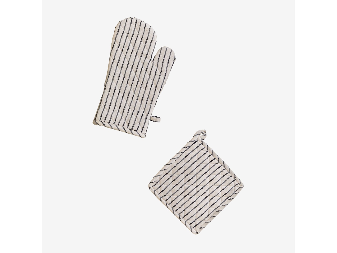 SKLUM Conjunto de Luvas e Panos de Forno Oziel Algodão Beige Creme