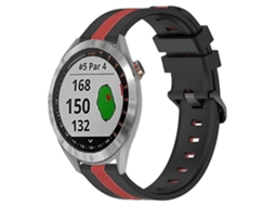 Pulseira De Relógio Lurelia Para Garmin Approach S40 20 Mm Vertical Bicolor Silicone Preto Vermelho