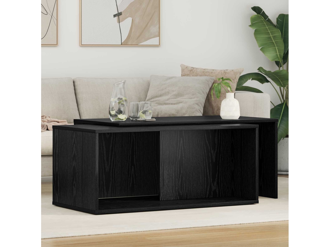 Vidaxl Conjunto De Mesas De Café 2 Unid. Carvalho Preto