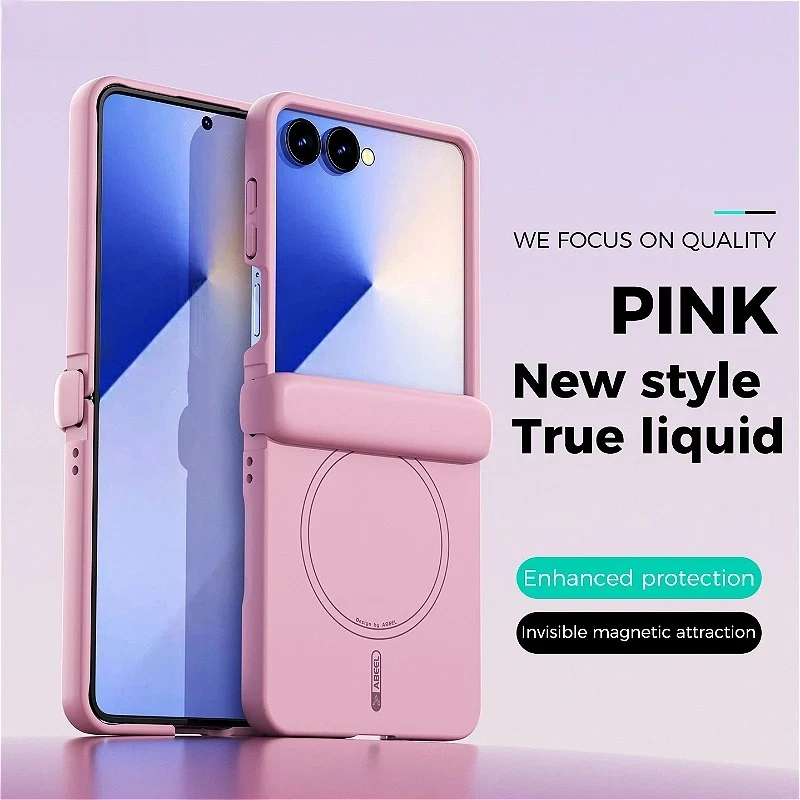 (rosa, Galaxy Z Flip6) Capa De Celular Em Silicone Líquido, Compatível Com Magsafe, Resistente A Impactos E Impressões Digitais.
