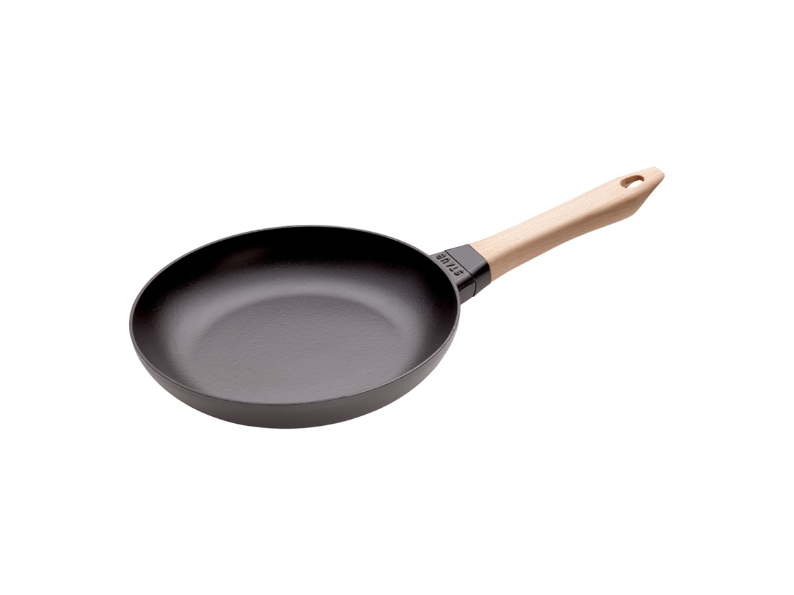 Pans Frigideira com Pega de Madeira 24 Cm Ferro Fundido Preto STAUB