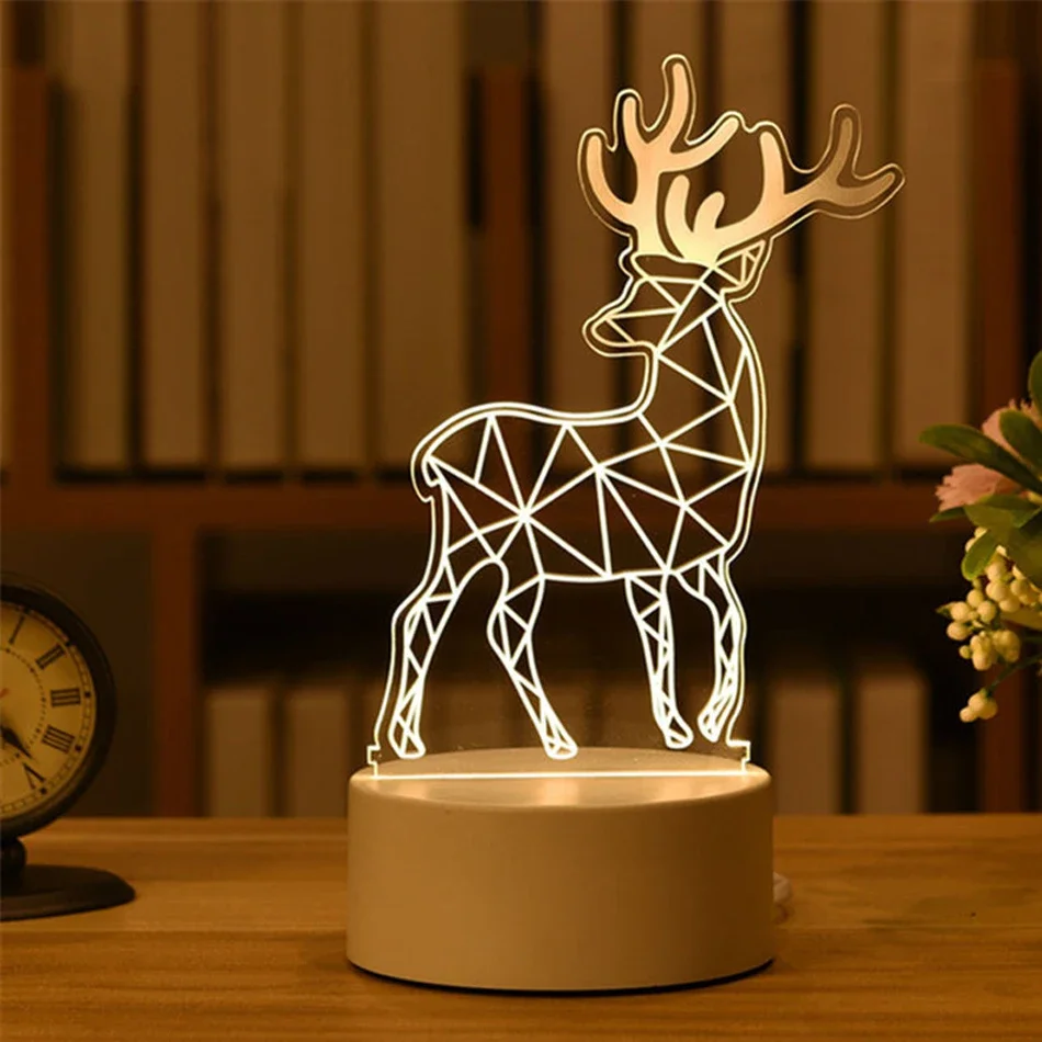 Luminária Noturna Led Usb 3d em Acrílico , Ideal para Decoração de Casa e Quarto. MDUG (7 Cores)