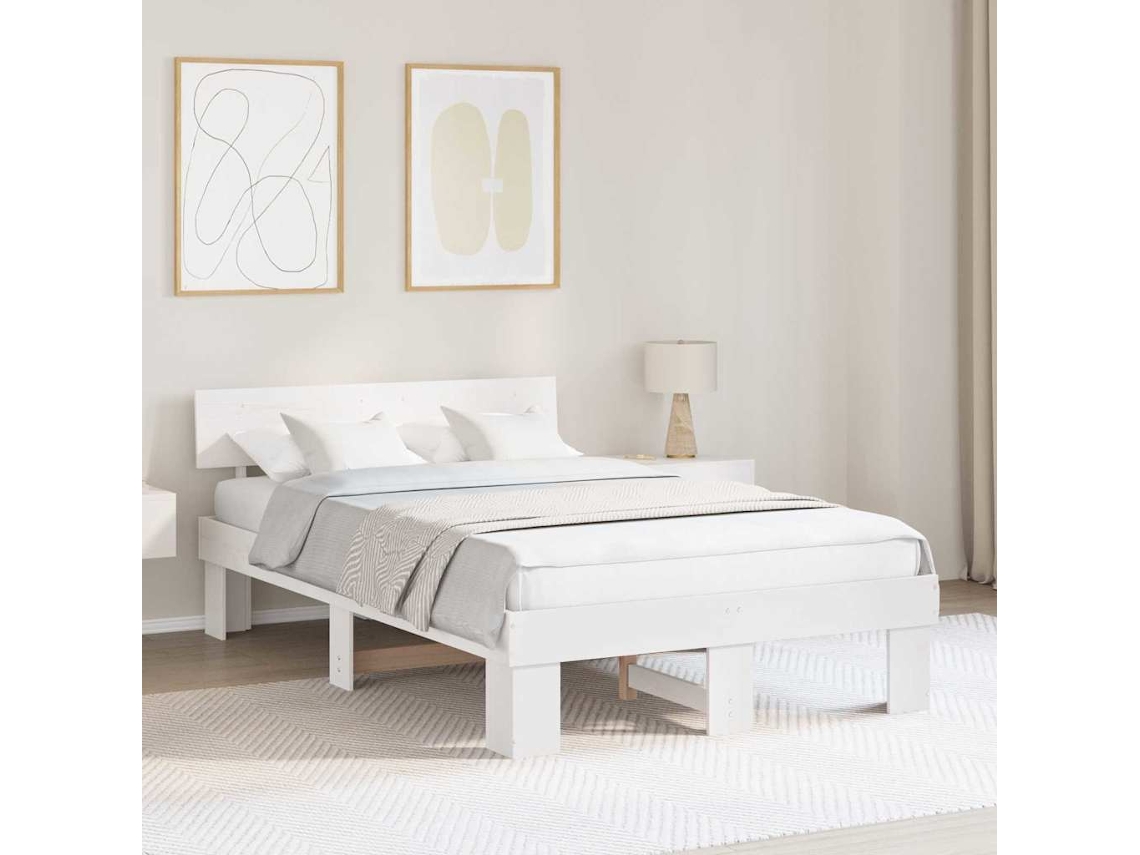 Vidaxl Estrutura Da Cama Com Cabeceira Branco 140 X 190 Cm