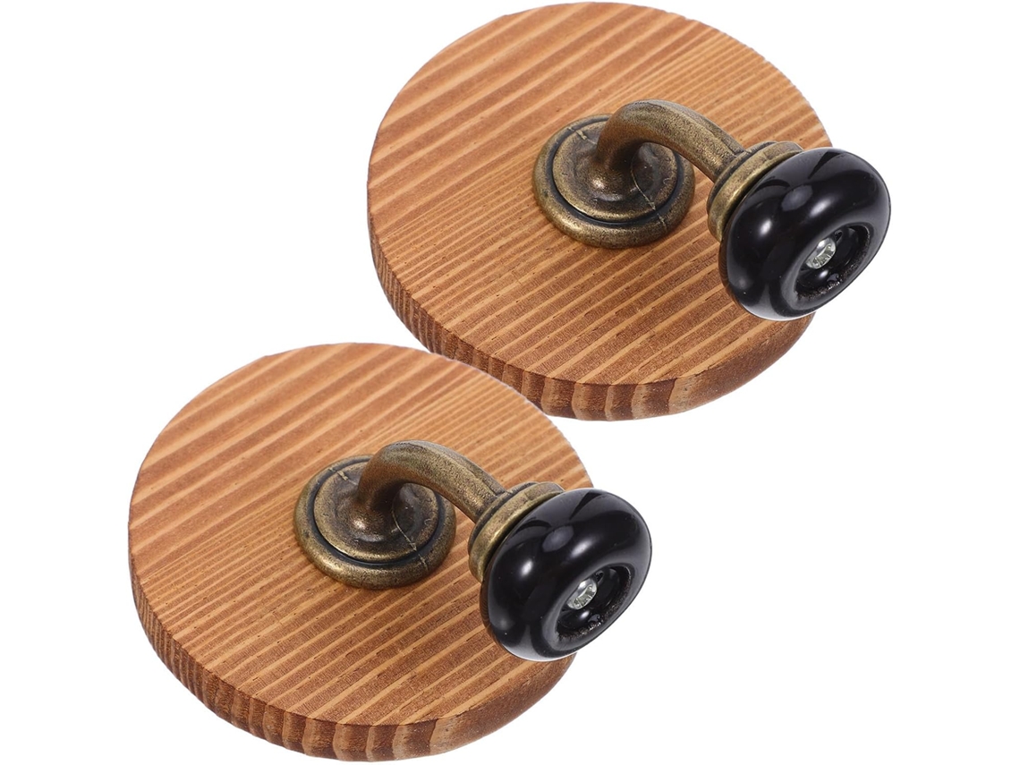 Conjunto De 2 Ganchos De Parede Para Objetos, Em Madeira, Multiuso