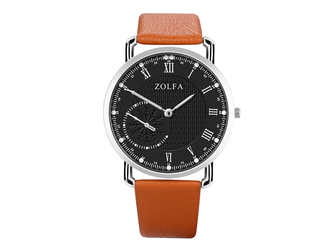 Relógio de Pulso Masculino de Quartzo com Pulseira de Couro Pu Display Analógico Simples Café