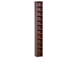 Prateleira para Cds e Dvds com 12 Compartimentos Capacidade 204 Cds 21x20x175 Cm Marrom S/MARCA
