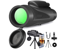 Telescópio Monocular 12x50 Hd Ip68 Tripé Adaptador Smartphone Caminhadas Caça Turismo Pássaros Preto Bestvite