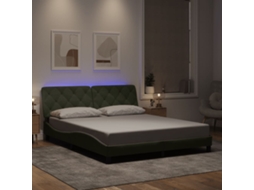 Vidaxl Estrutura De Cama Com Led Sem Colchão 160x200 Cm Veludo Cinzento-claro