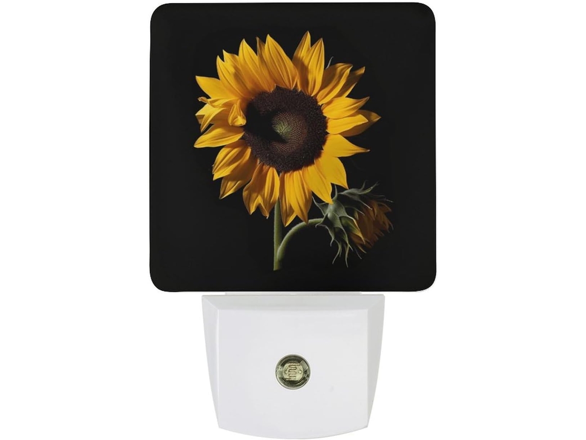 Luminária Noturna Led Em Formato De Girassol, Preta, Com Sensores De Luz, Ideal Banheiro, Corredor, Escadas, Quarto