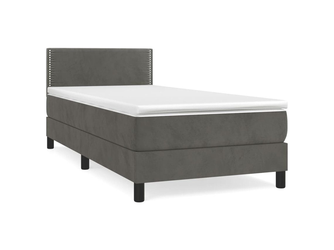 Cama com Molas/colchão 90x190 Cm Veludo Cinza escuro MAISON EXCLUSIVE