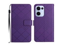 Capa De Couro Com Textura De Grade Rômbica Para Celular