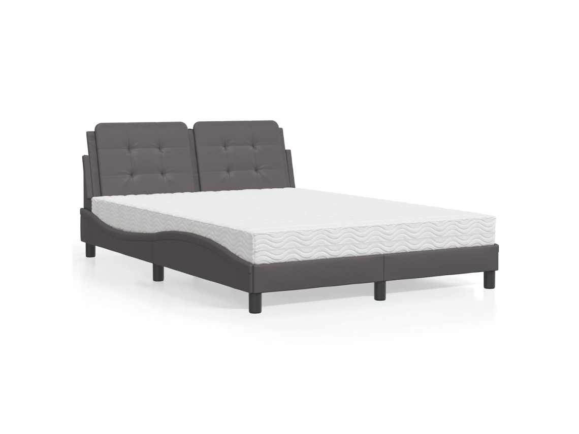 Vidaxl Estrutura De Cama Sem Colchão Zadar 140x190 Cm Couro Artificial Cinzento