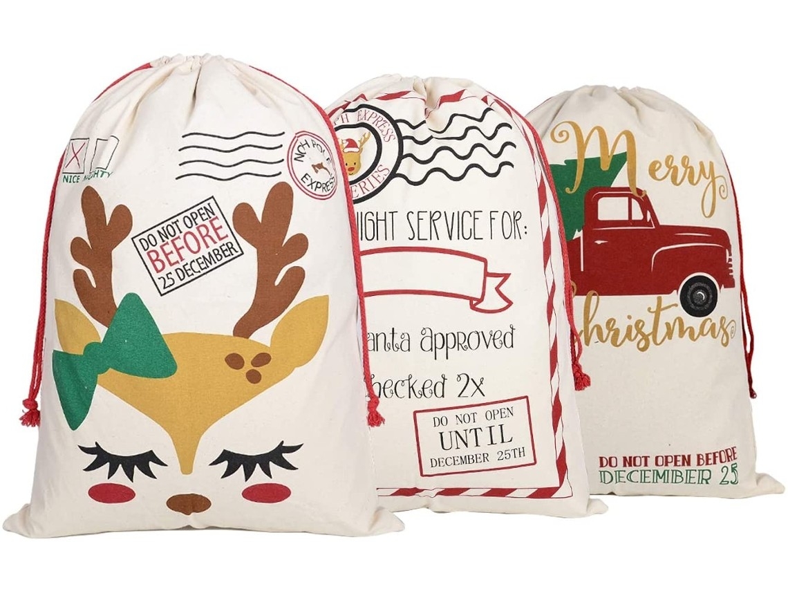 Saco De Natal Extra Grande Com Cordão, 70 X 50 Cm