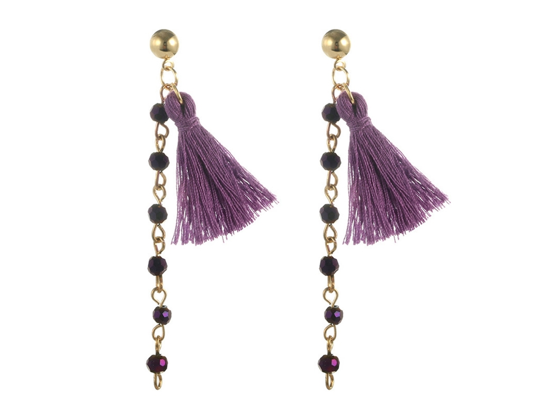 Brincos Pendentes Com Pérolas De Cristal E Tassel