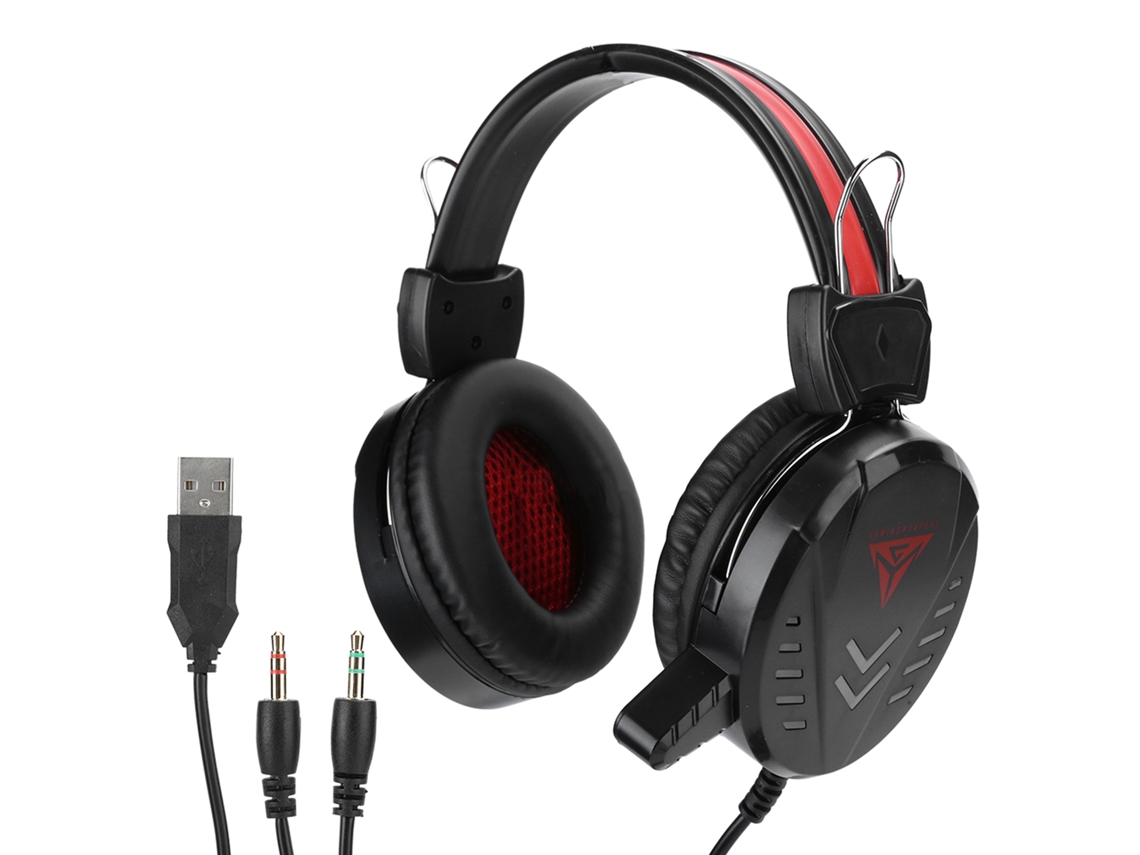 FONE Mali gamer A1 over ear com fio USB 3.5mm microfone e luz LED