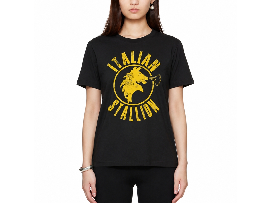 Rockinstone Rocky Movie Black Stallion Black Adult T-shirt Size:s