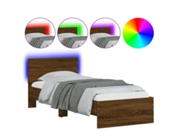 Estrutura de Cama com Cabeceira e Luzes Led Carvalho Castanho MAISON EXCLUSIVE (75x190 cm)