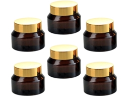 Ciieeo Com 6 Pequenos Frascos De Vidro Âmbar De 50ml Para Armazenar Creme Facial E Loção.