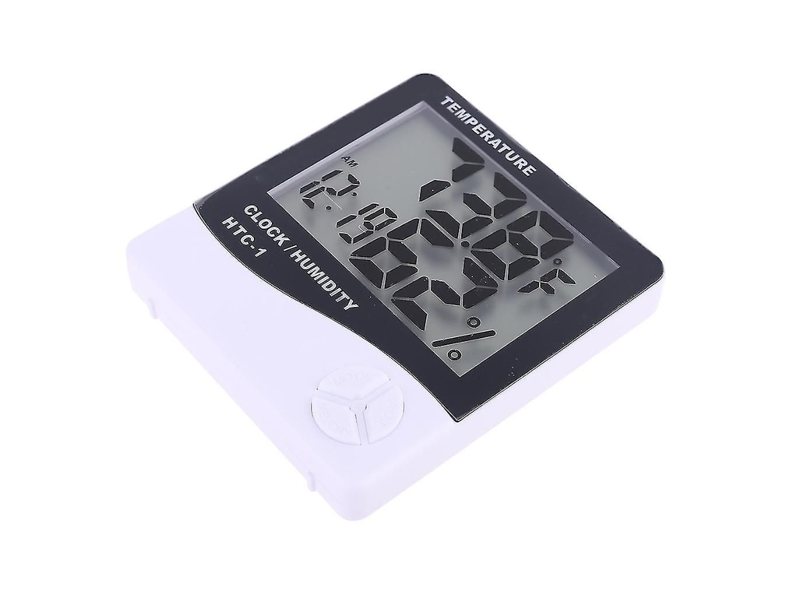 Mini Termômetro E Higrômetro Digital Lcd Com Relógio Para Ambientes Internos - Hao