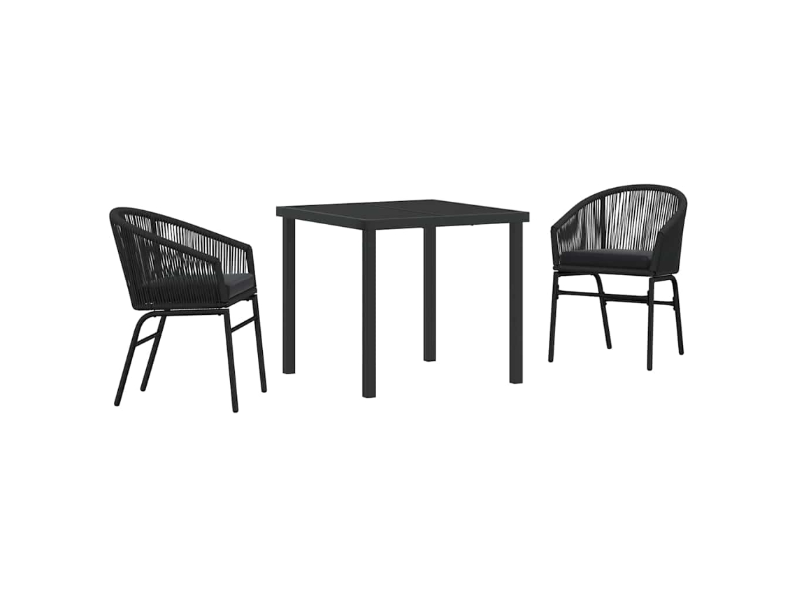 Maison Exclusive - Conjunto De Jantar Para Jardim 3 Pcs Preto Aço Revestido A Pó