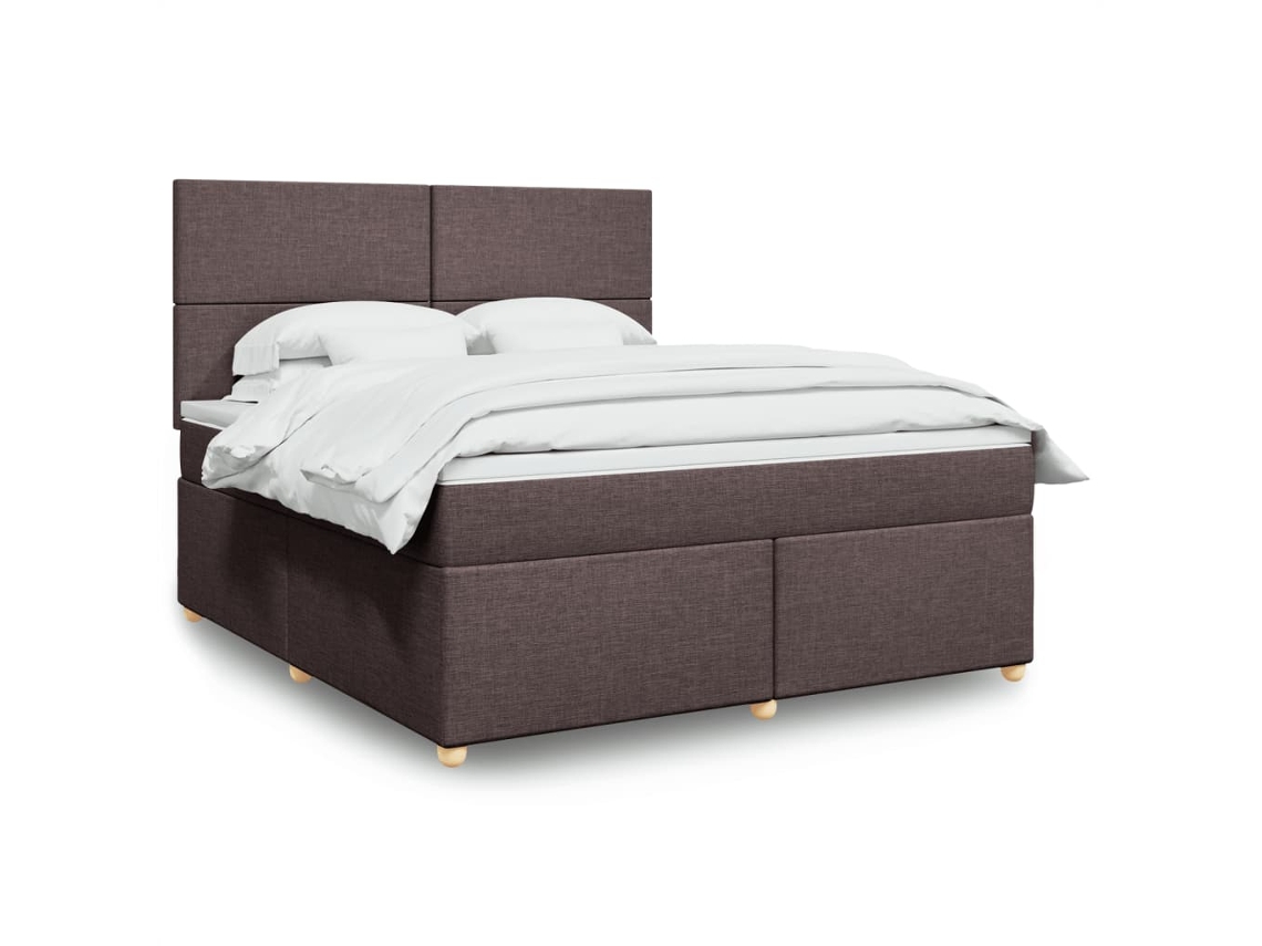 Vidaxl Cama Com Molas/colchão 180x200 Cm Tecido Castanho-escuro