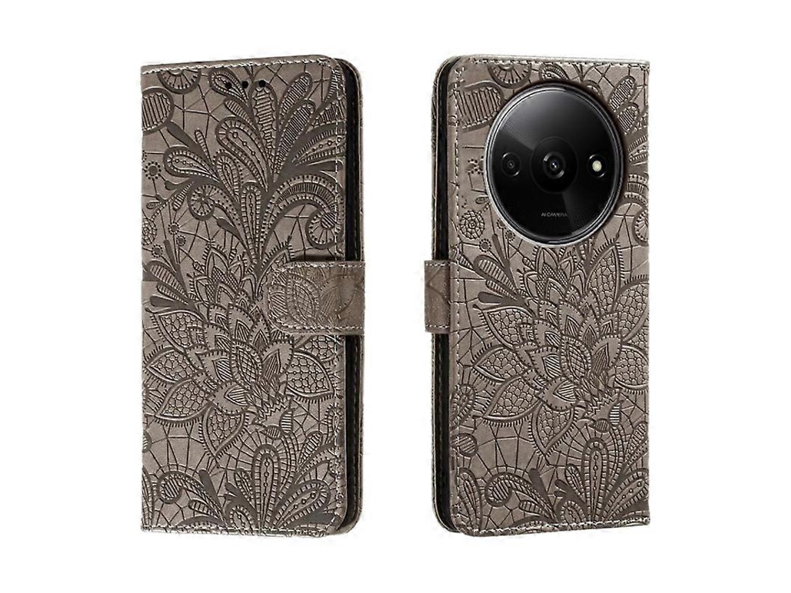 Capa De Celular Flip Em Couro Com Relevo De Renda Floral Para Xiaomi Redmi A3