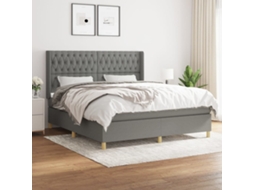 Vidaxl Cama Com Molas/colchão 180x200 Cm Tecido Cinzento-escuro