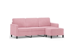 3-seater Sofa With Footstool, 3-seater Sofas With Footstools Vidaxl Cor-de-rosa Veludo (n/a)