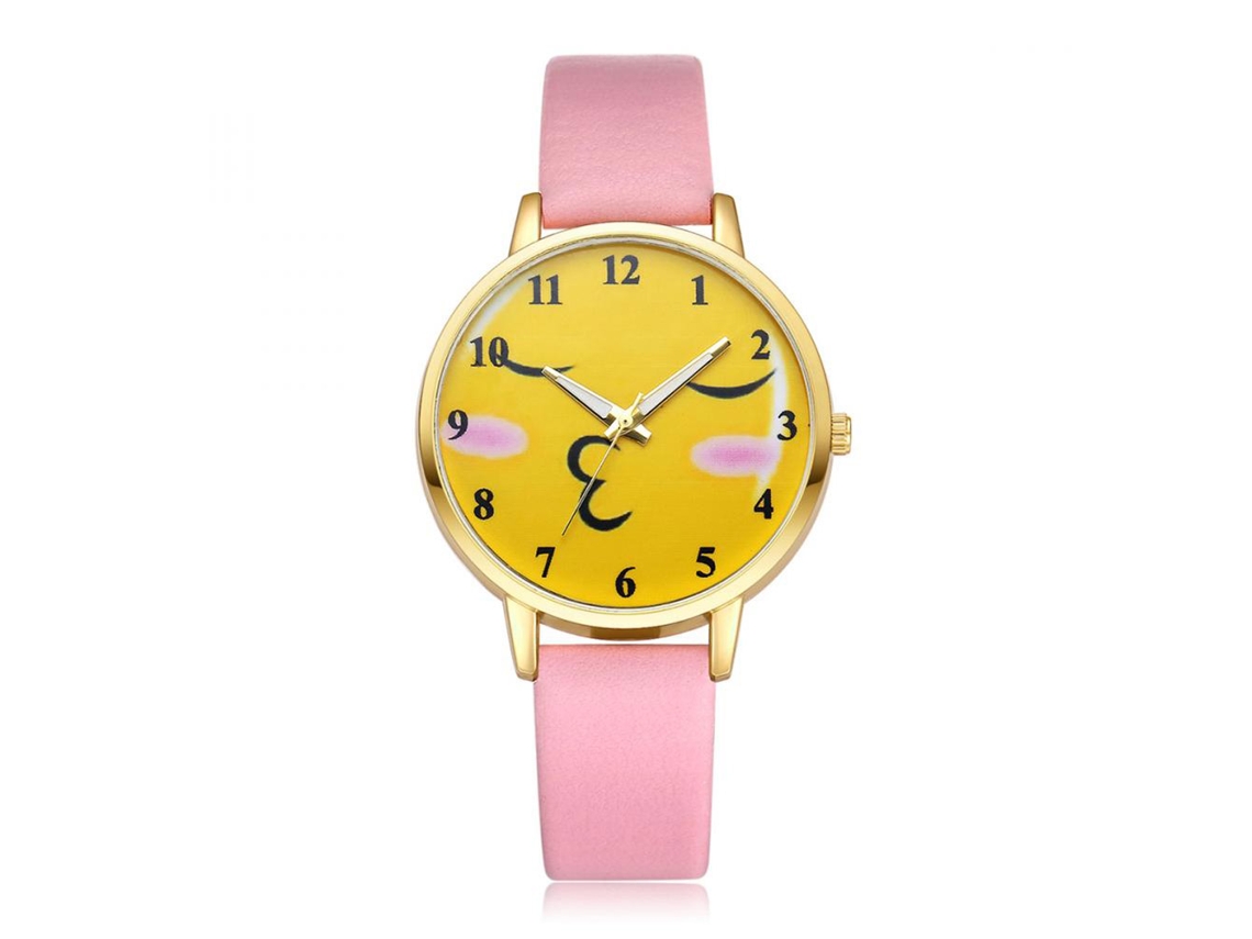 Reloj De Pulsera Analógico De Cuarzo Con Correa Pu, Caja De Aleación, Color Rosa