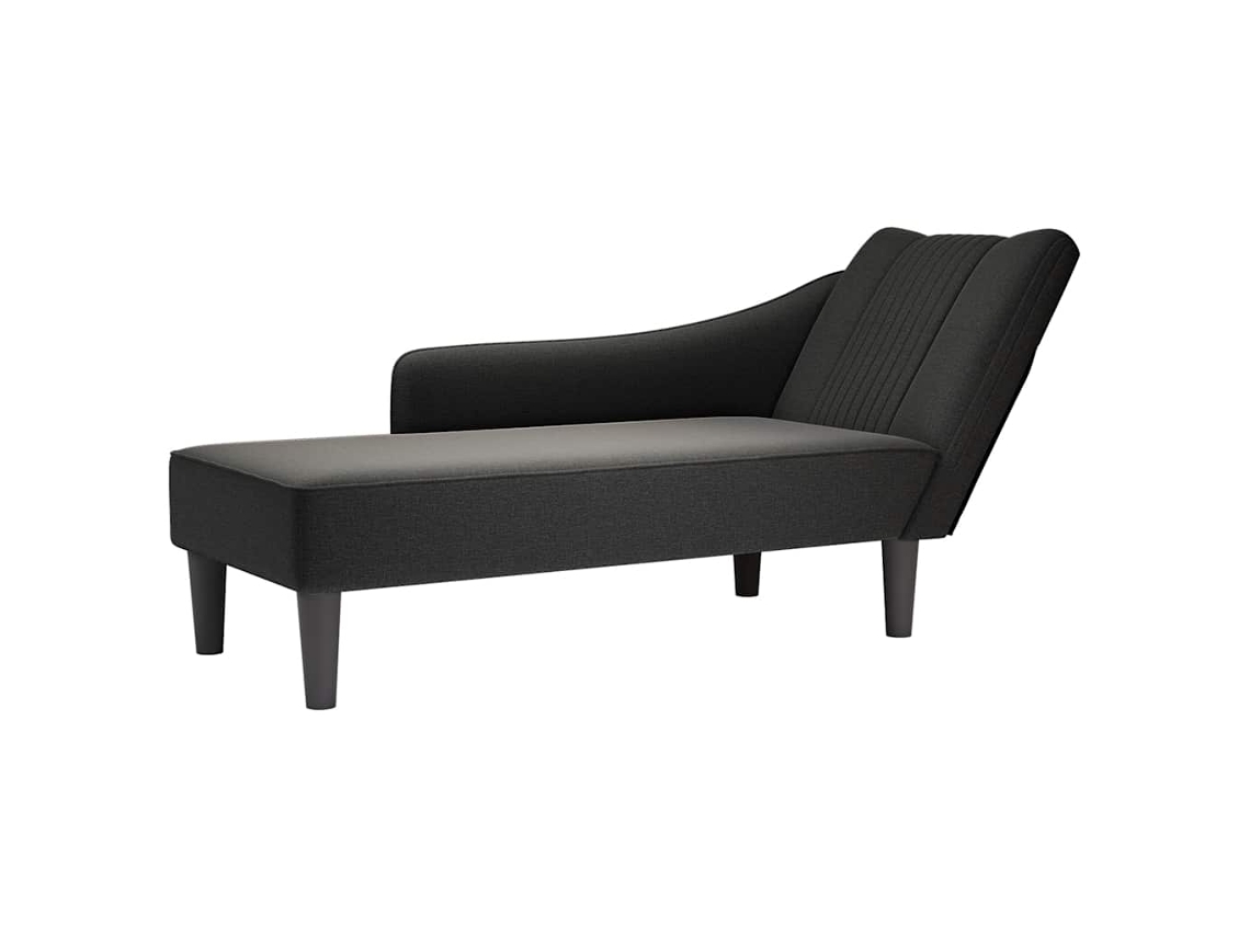 Vidaxl Chaise Lounge Com Apoio De Braço Direito Em Tecido Preto