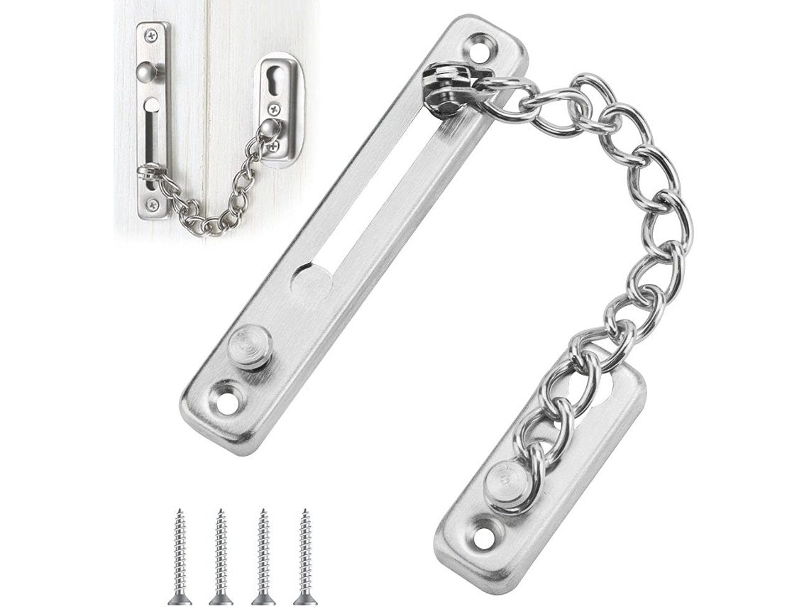 Corrente De Segurança Para Porta, Trava Antifurto, Aço Inoxidável Porta Correr, Abridor Com 4 Parafusos Portas E Janelas Madeira.