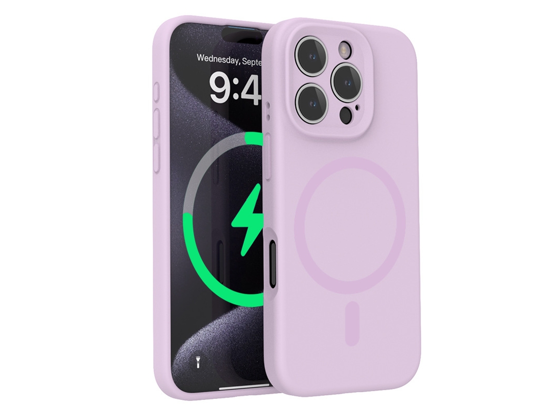 (roxo, Iphone 14 Pro Max) Capa Para Iphone, Silicone Líquido, Proteção Para A Lente, Forte Fixação Magnética.