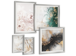 Conjunto De Pinturas Texturas Na Arte Moderna Moldura Preta Quadros Para O Escritório Espelharte (conjunto De 5 Imagens)
